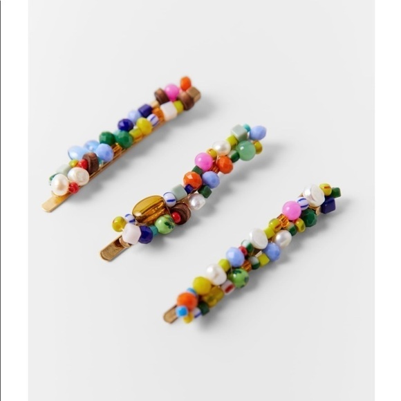 Zara Metal Barrettes Multi Color Beads - Picture 4 of 5